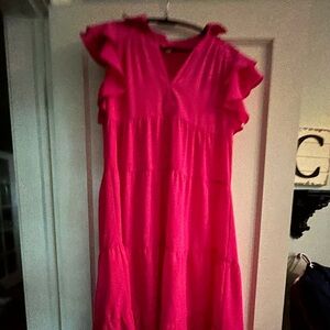 Umgee Pink Ruffled Tiered Maxi Sundress